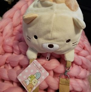 Cute Cream Plush Cat Backpack